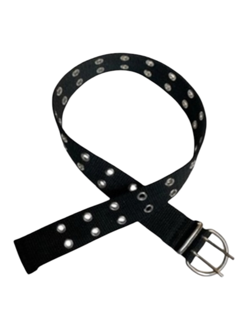 Kids Black Grommet Canvas Belt with Silver Buckle Size MEDIUM